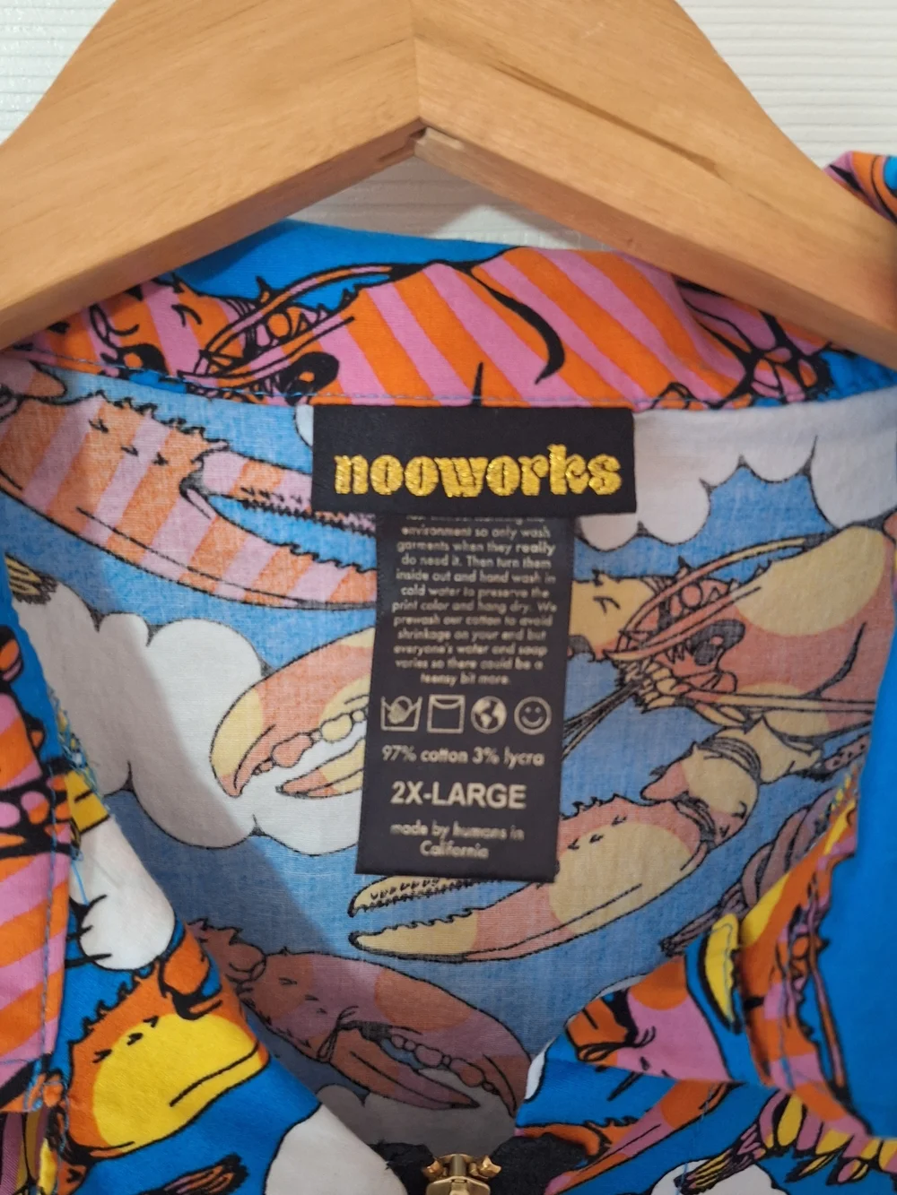 Nooworks Blue, Orange and Pink Lobster Print Jumpsuit Coveralls XXL - Picture 6 of 6
